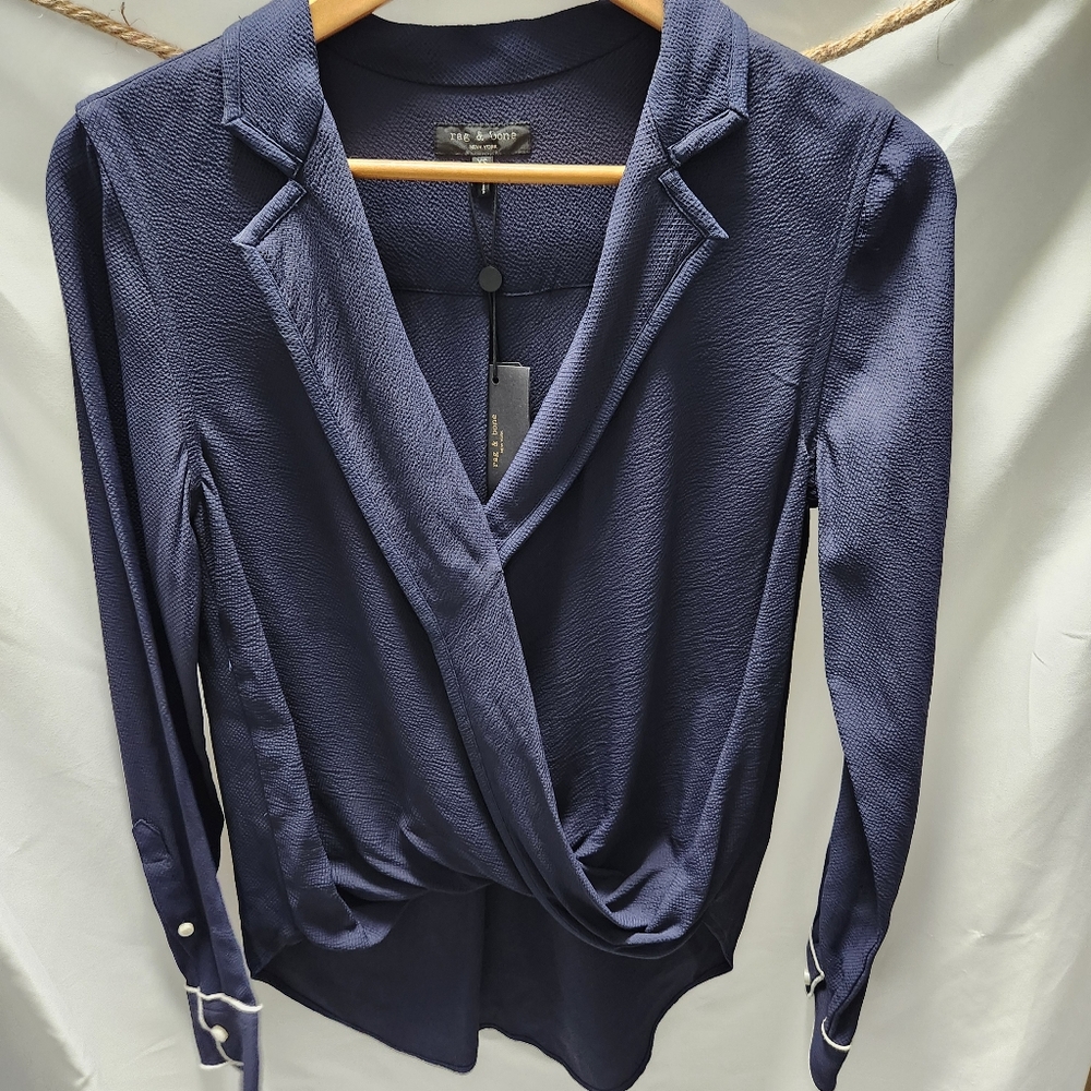Rag & Bone Salute Dean Shirt Navy Blue XS